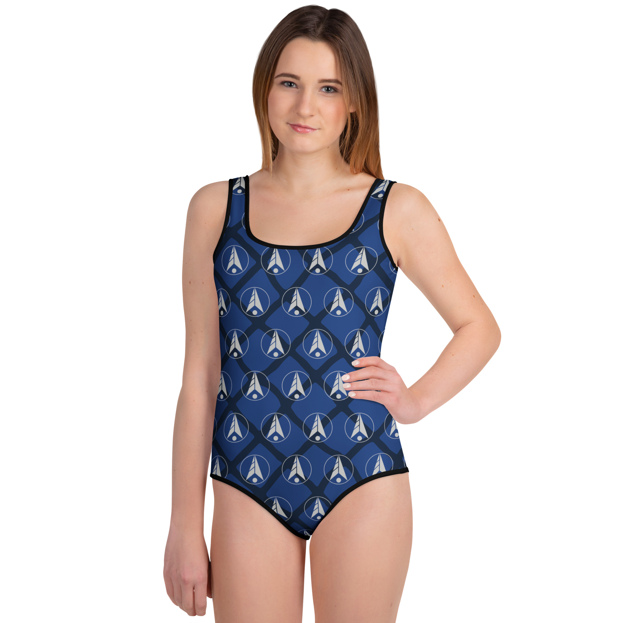 Blue Grid Youth Leotard